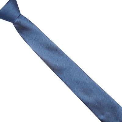 Dark blue slim textured tie